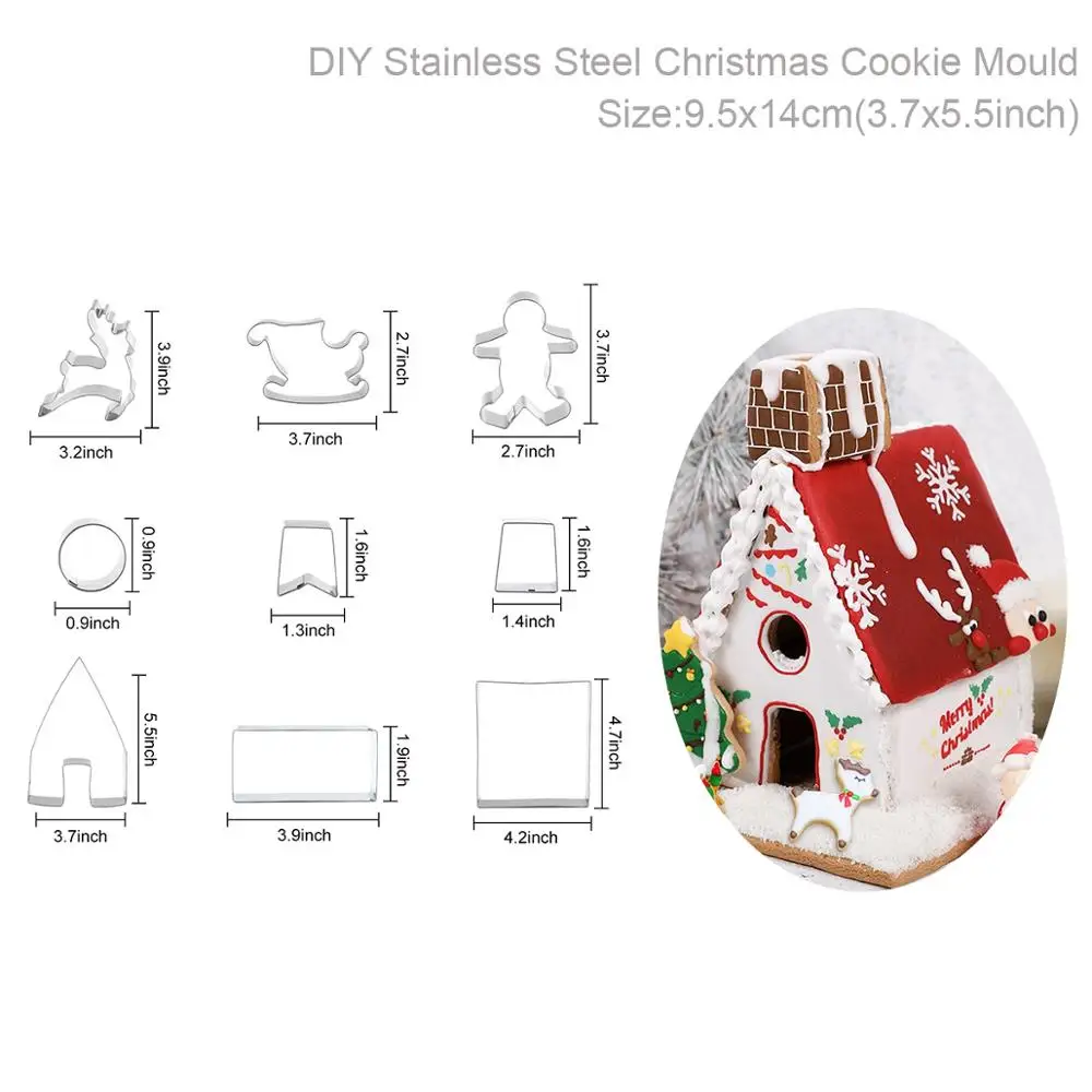 QIFU Рождество из нержавеющей стали 3D форма для печенья с Рождеством украшения для дома рождественские подарки Noel Navidad год - Цвет: Cookie mold
