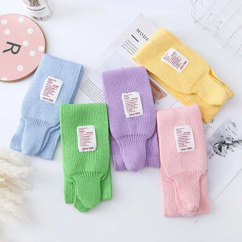 Комплект из 2 предметов, зимняя шапка длинный шарф Набор Дети буквы Baby шапка с нашивкой Кепки Карамельный цвет