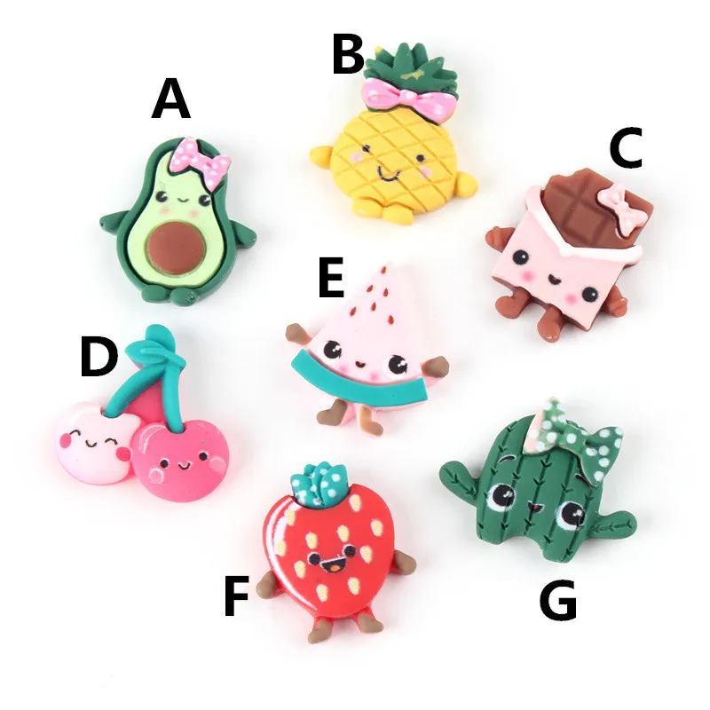 

Cute Resin Cabochons 10pcs Kawaii Fruit GOod Ice Cream Flatback Patch Sticker Girls Hair Jewelry Bow Center Photo Frame DIY