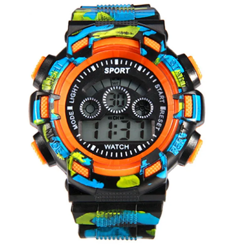 Multi-function Students Movement Waterproof Children Watch Children Camouflage The LED Electronic Outdoor Kids Watches afbeelding