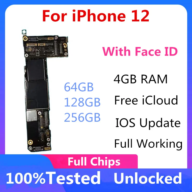 Placa Base Desbloqueada De Fabrica Para Iphone 12 Con Identificacion Facial Icloud Original Chips Completos 64gb 128gb 256gb Antena De Telefono Movil Aliexpress
