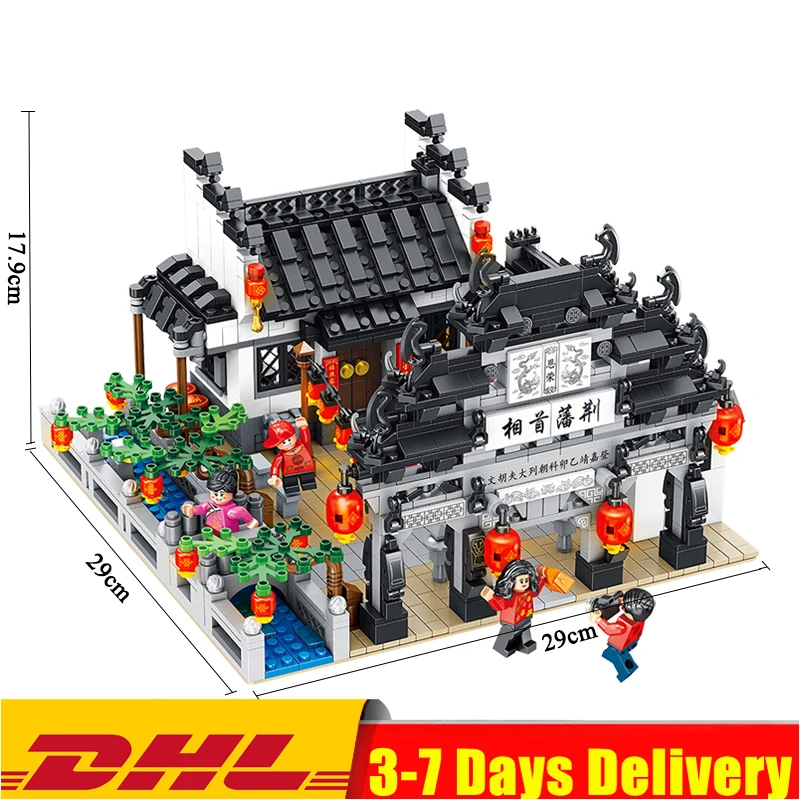 

2019 IN Stock 610002 Chinese Building Series The Jingpan Courtyard Set Style Model Blocks Bricks Christmas Toys For Children
