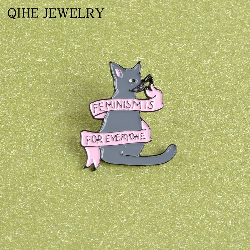 

Feminism Cat Pin Women Up ! Female‘s Power Inspirational Enamel Pin Badge Custom Brooches on Clothes Backpack Feminist Lapel Pin