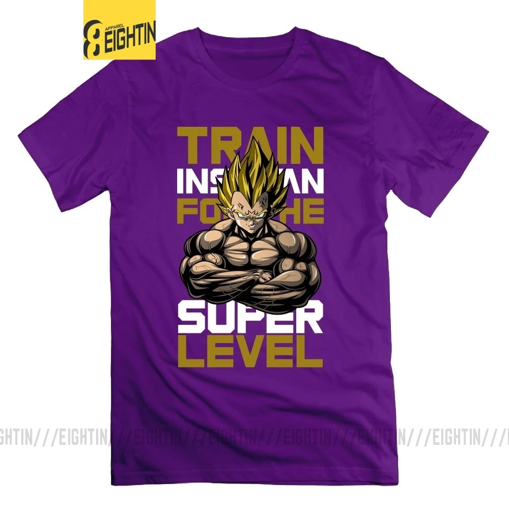 Футболка Train Insane for the Super Level Dragon Ball Z, футболка для поднятия веса, футболка с круглым вырезом, Мужская футболка для тяжелой атлетики, новинка, футболки - Цвет: Фиолетовый