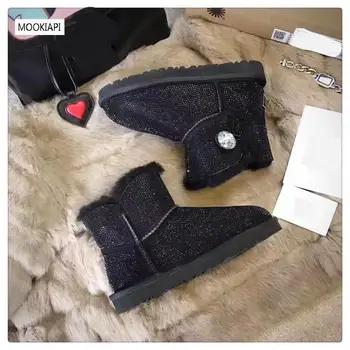 

Australia's latest high-quality women's shoes in 2019, real sheepskin, 100% natural wool, diamond-inlaid snow boots, two colors