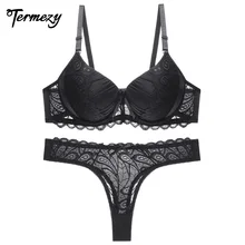 TERMEZY, новинка, сексуальный комплект нижнего белья Пуш Ап большого размера, женский кружевной бюстгальтер с чашечками 3/4, бесшовный бюстгальтер без косточек, комплект нижнего белья