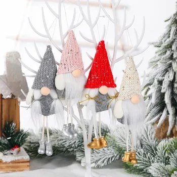 

Christmas Bell Gnome Santa Knitted Plush Doll Xmas Tree Hang Pendant Faceless Doll New Year Christmas Home Decor Navidad 2021
