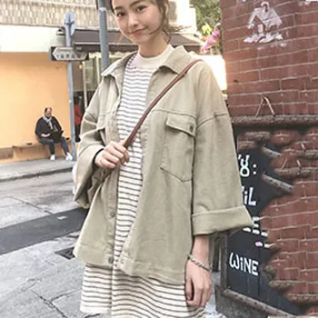 

Women Jacket Women's Fashion Jacket Fashion Women Spring Denim Long SleeveTurn-down Jacket Cardigan Solid Button Coat #40%