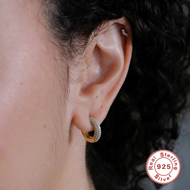 925 Silver Crystal Hoop Earrings For Women