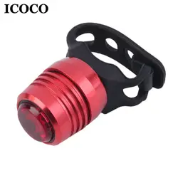 ICOCO USB Перезаряжаемый алюминиевый сплав силикона фонарик с 3 режимами для велосипеда велосипед хвост Предупреждение красный свет оптовая