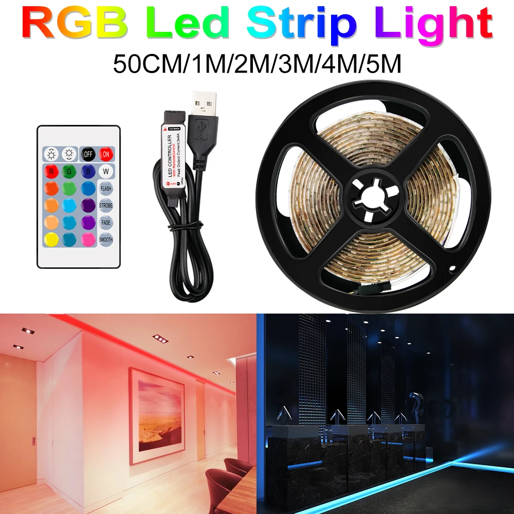 

RGB LED Strip USB Ribbon LED Tape Flexible Diode Tape 5V EU/US Plug 220V SMD 2835 rgb Led strip Light Backlight for TV Ambilight