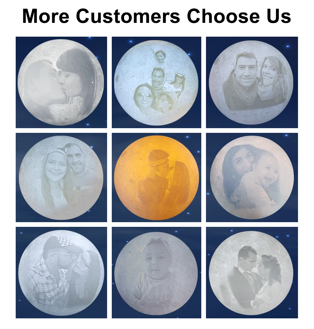 Günstig Individuelle Foto Mond Lampe personalisierte Kinder Frau Geschenke Nachtlicht USB Lade Tap Control 2 3 Farben Mond Licht