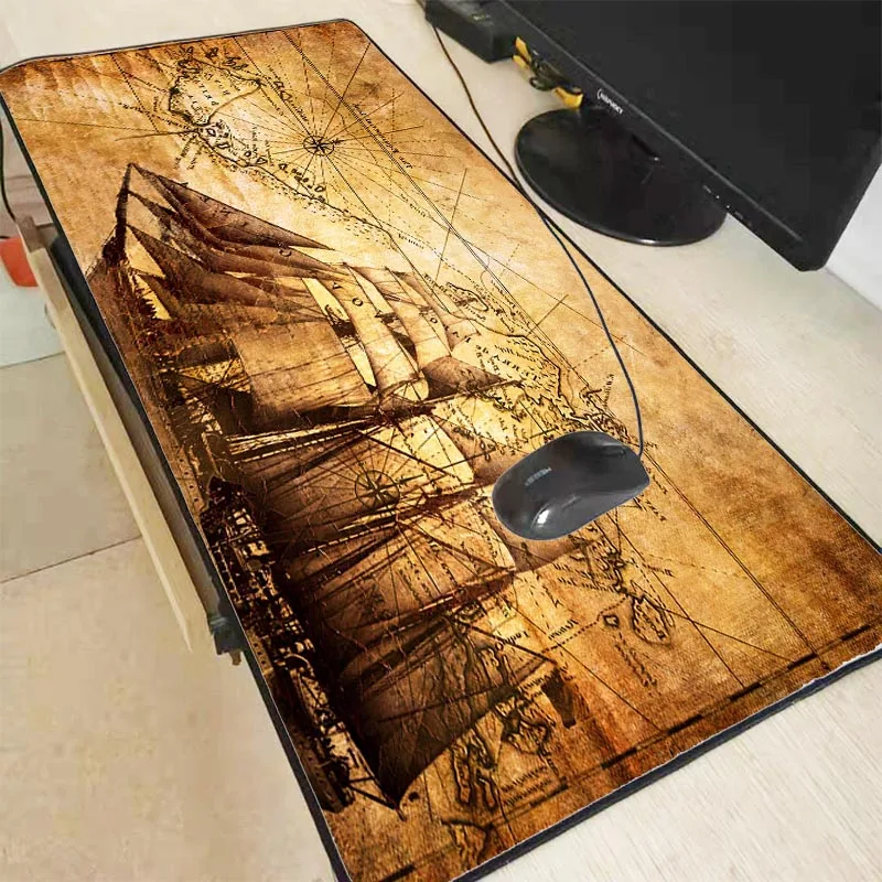  Old ship with Map Large Gaming Mouse Pad Gamer Lock Edge Keyboard Mouse Mat Gaming Desk Mousepad fo