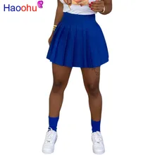 Повседневная плотная плиссированная юбка для женщин, высокая талия, Сексуальная Мини юбка для вечеринок размера плюс, уличная одежда, женские свободные короткие юбки Харадзюку