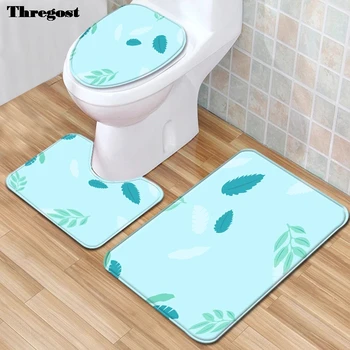 

Thregost Europe Print Bath Mat Set Anti Slip Carpet Bathroom Rug Toilet Pedestal Rug Absorbent Shower Cover Toilet Seat Mat 3pcs