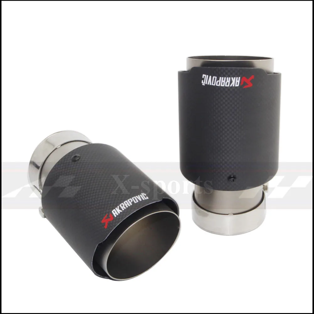 

Akrapovic Car styling Exhaust Tail Matte Carbon Muffler Tip Tail End Universal Stainless stee Straight Flange Sand blasting