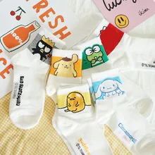 Носки с рисунком аниме Gudetama kerokerokeroppi Pom Purin Cinnamoroll babyCinnamoroll Корейские осенние женские хлопковые носки милые забавные