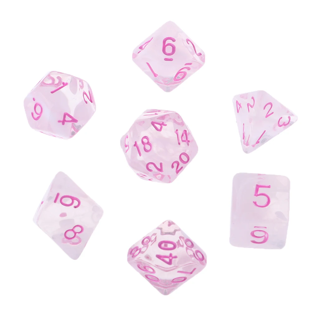 7Pcs Multi-Sided Dice for Dragons and Dungeon Board Game Play Gaming Cube