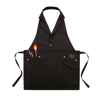 

Sleeveless Apron Suit Collar V-neck Restaurant Cooking Apron Catering Baking Bar Hotel Waiter Kitchen Home Bib Apron With Pocket