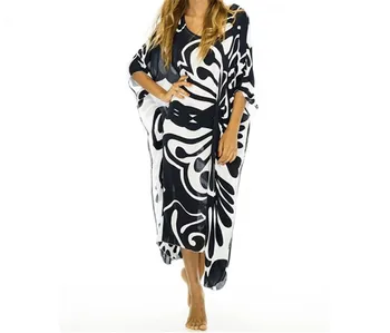 

Women Striped Plaid Long Sleeves Bikini Cover Up Buttons Solid Kaftan Beach Dress Blouse Beach Tunics Swimsuit Cape