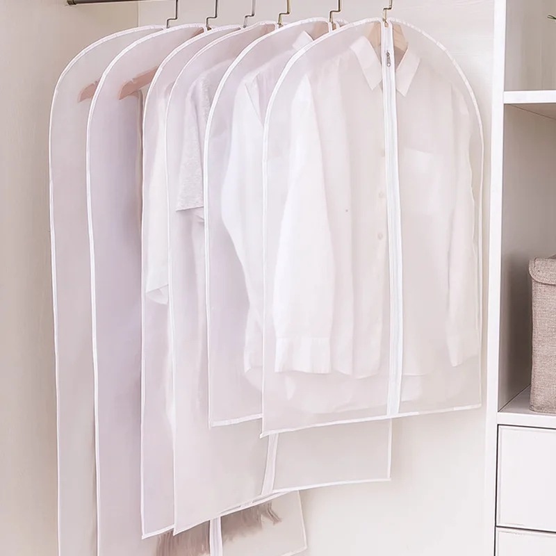 

5 PCs PEVA Transparent Clothing Dust Cover Clothes Coat Jacket Zipper Storage Bag for Dust Moisture Protection for Home Organize