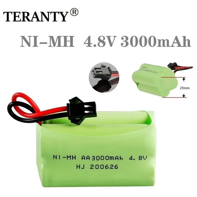 Batteria Ricaricabile Nimh 4.8 V 3000Mah Per Auto Rc Robot Serbatoio Pistola Barche Modello T Con Spina Sm Batteria Aa 4.8 V