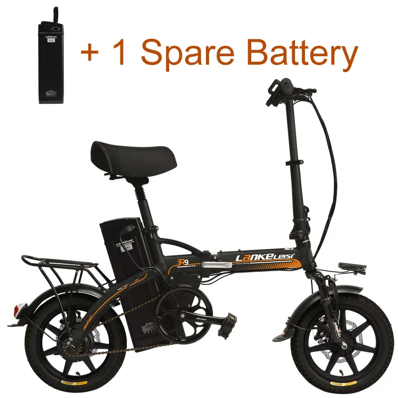 Orange Black P R9 портативный 14 дюймов складной электрический велосипед, 48 В 23,4ah сильная литиевая батарея, интегрированное колесо, подвеска EBike - Цвет: Orange Black P