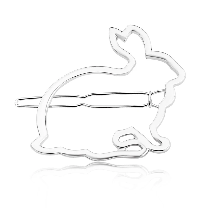 Rabbit Silver Женская мода для девочек в Корейском стиле заколки невидимки для волос экологический сплав Сердце Луна животное кролик заколки для волос - Цвет: Rabbit Silver