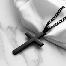 1Pc 2021 Fashion Cross Pendant Necklace Stainless Steel Link Chain Necklace for Men Statement
