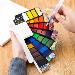 18/25/33/42 Color Solid Pigment Gouache Set Foldable Transparent Fan-shaped Solid Watercolor Paint Art Supplies for Artist