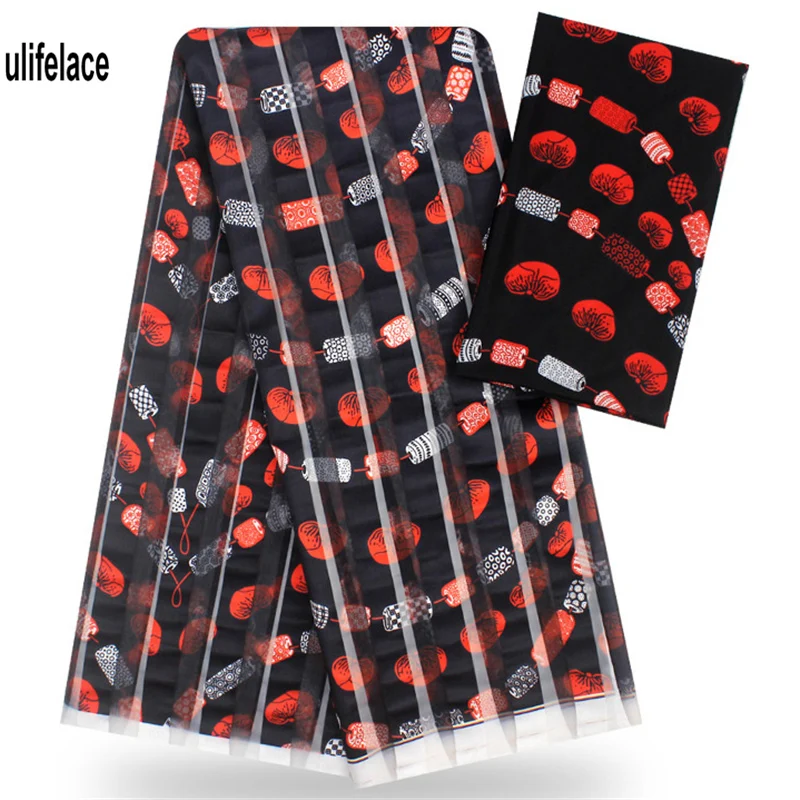 Ulifelace Лидер продаж Gahna Стиль атласная шелковая лента ткань спичка шифон органза кружево Африканский Воск узор дизайн 4+ 2 ярдов WL-104