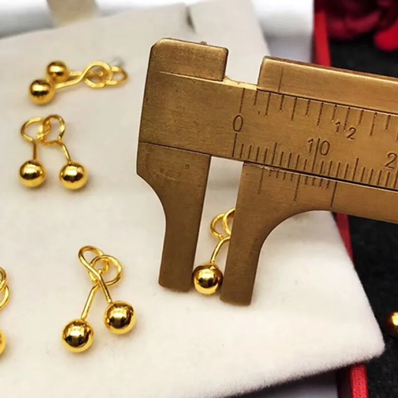 Чистые 24K серьги из желтого золота Женские 999 золотые гладкие серьги-гвоздики