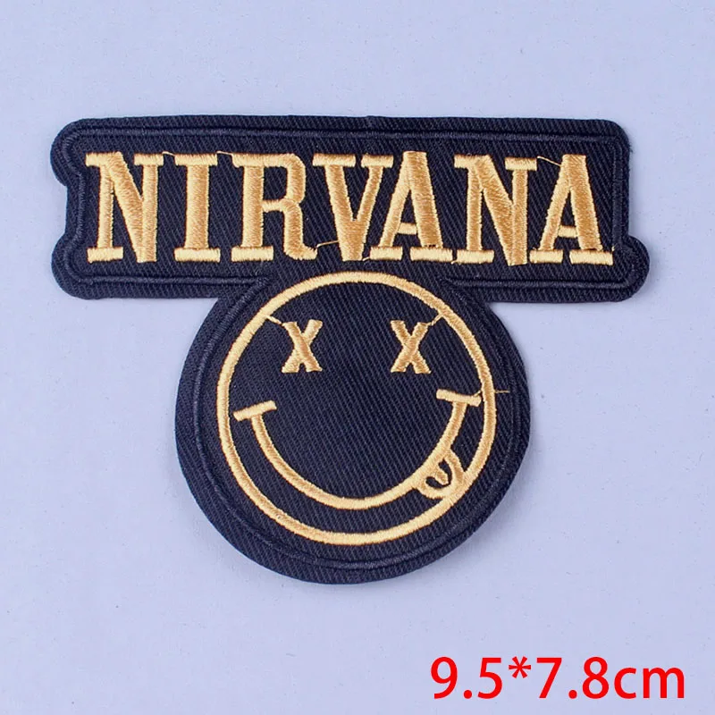 Pulaqi Nirvana ткань патчи металлическая лента патч, вышитые патчи железа на патчи для одежды рок группы значки аппликации полоса