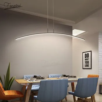 

Nordic LED Dining Room Pendant Lights Lighting Minimalist Arc Strip Hanging Lamp Living Room Bedroom Decor Cafe Light Luminaria