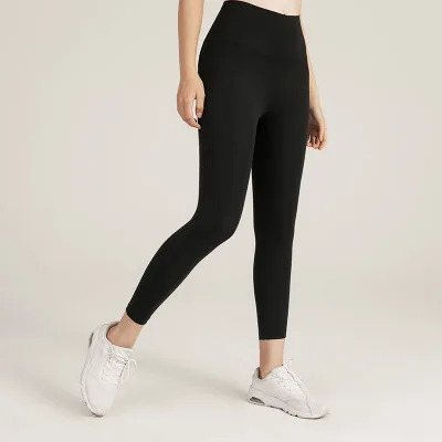 Wmuncc обтягивающие женские брюки для йоги однотонные быстросохнущие спортивные Леггинсы Высокая талия эластичная тренировка подтяжка бедра Фитнес Брюки - Цвет: Черный