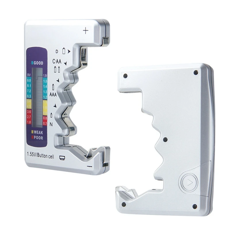 Probador de batería, medidor universal de comprobador de batería,  comprobador de carga de batería doméstica multiusos para pilas de botón  pequeñas AA/AAA/C/D/9V/1.5V, celdas de linterna de 12 V y más (negro) :  Electrónica 