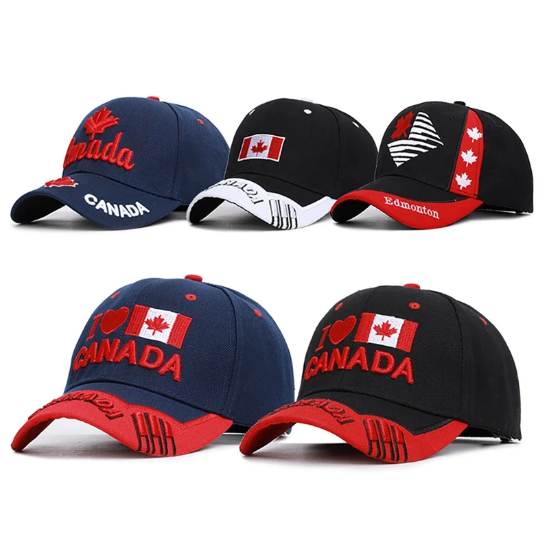 Hot Canada Cap 3d Embroidery Canada Maple Leaf Baseball Caps Cotton