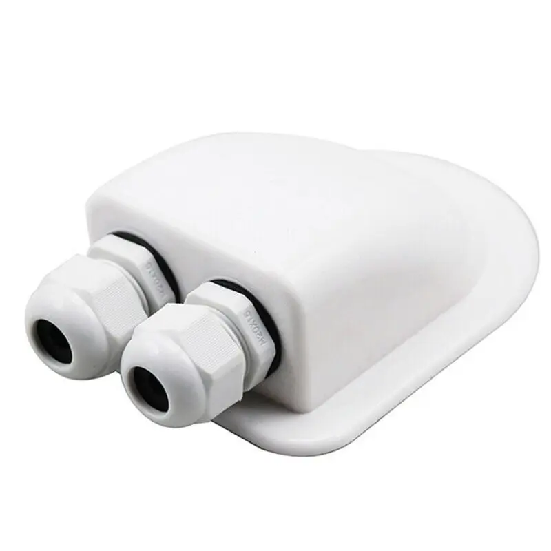 

White Double Holes Roof Cable Entry Box Roof Wire Entrance Gland Can for Rv Motorhome