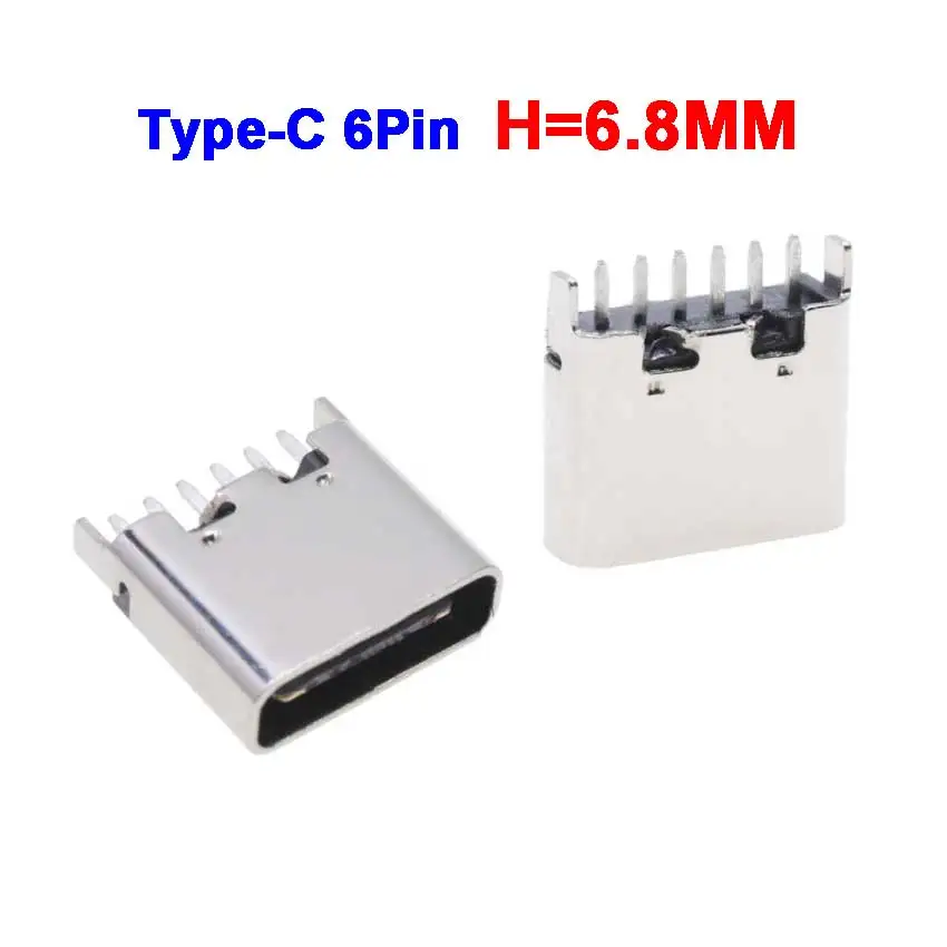 50 pces tipo c 6pin tomada vertical 68mm 01
