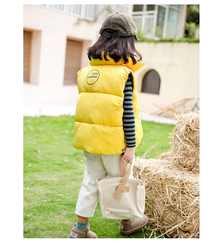 2019 Autumn winter children vests coats 2-8 year warm waistcoats for boys & girls color red yellow little child vests unisex