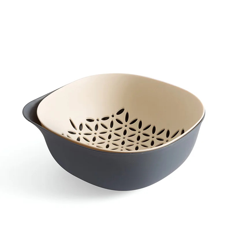 Double-drain Basket Washing Vegetables Blue Environmental Protection Materials Fruit and Vegetable Baskets Kitchen Supplies - Цвет: 3