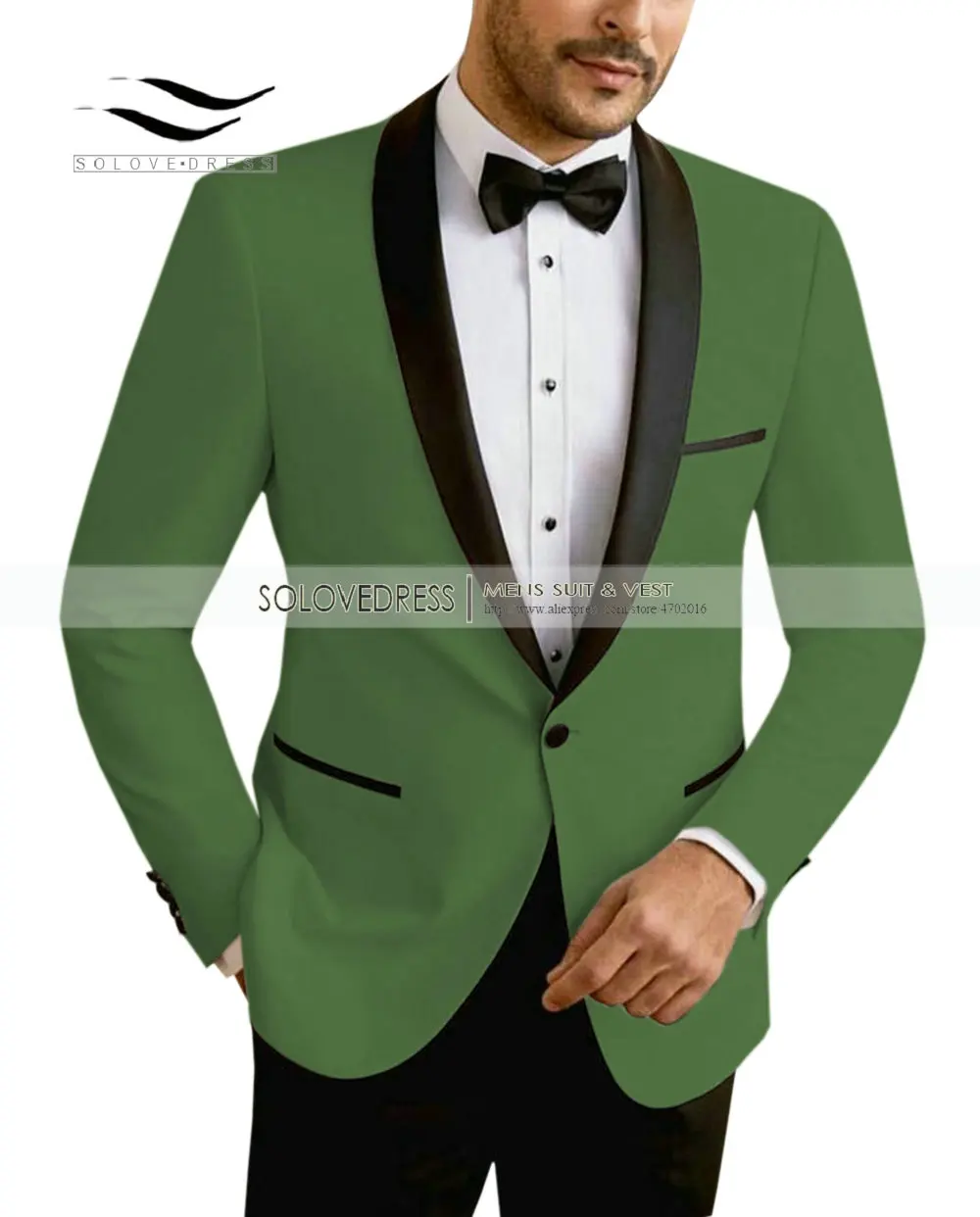 Olive Green Solovedress мужской костюм Премиум Выпускной свадебный смокинг 2 шт. Блейзер и брюки современный приталенный пиджак жилет брюки ужин свадьба - Цвет: Olive Green