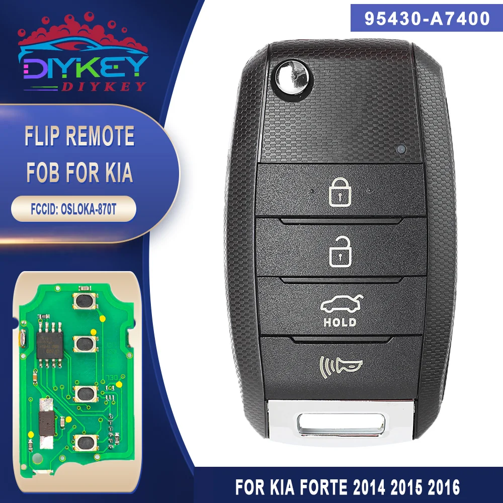

DIYKEY 95430-A7400 315MHz ID46 Chip Flip Remote Key Fob for Kia Forte 2014 2015 2016 FCC- OSLOKA-870T