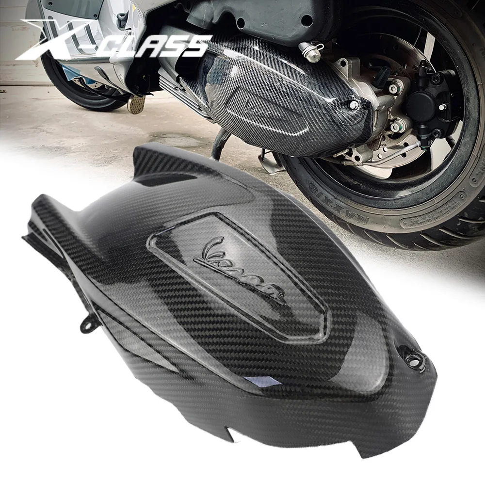 For Vespa GTS 250 300 2017 2018 2019 2020 Motorcycle Transmission Cover Heat Shield Protector Carbon Fiber Guard Accessories