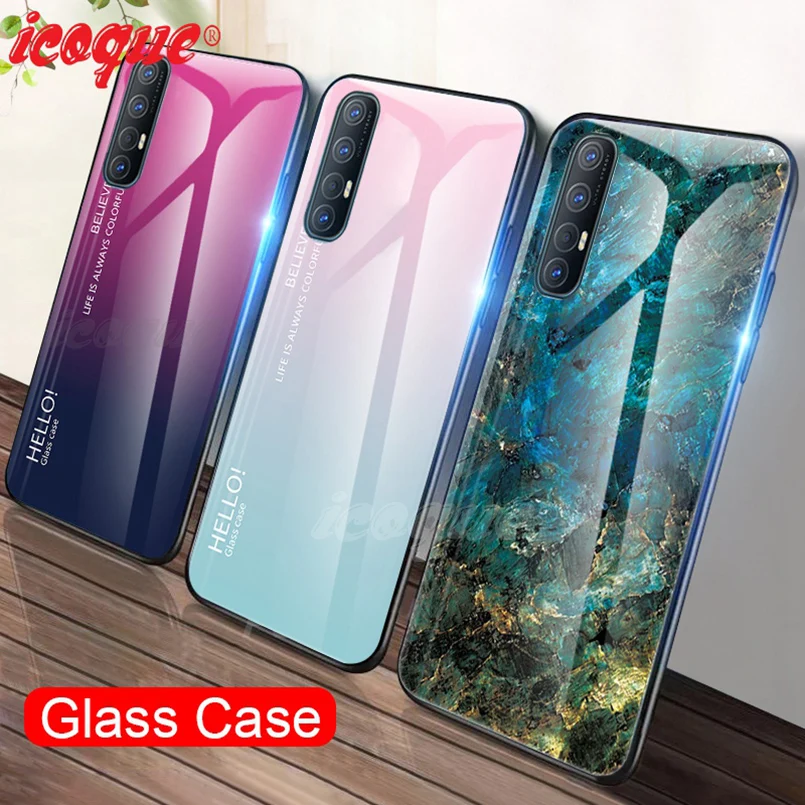 Роскошные Стекло чехол для Oppo Reno 3 Pro 4 2 2Z Realme 7 5g 6 5 X7 X50 Realmi C3 7pro 7i C17 XT Find X2 Neo A53 2020