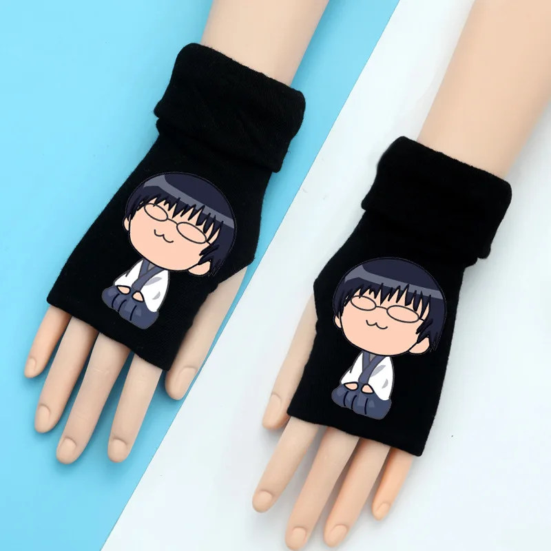 Вязаные перчатки Gintama Sakata Gintoki Kagura, теплые хлопковые рукавицы на половину пальцев, модные аксессуары для косплея, подарок на зиму