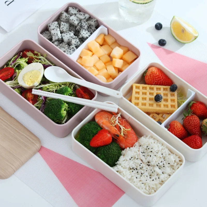 Портативный Bento Box Кемпинг пикника контейнер для хранения еды Студенческая коробка для завтрака двойная независимая решетка Bento ланч бокс для детей