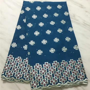 

Most popular Good quality Swiss Voile Lace Fabric PS48 double-colors heart shaped flowers pattern with stones Cotton Fabric