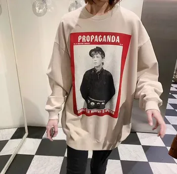 

2020 Spring Head Portrait Poster Print Loose Round Neck Long Sleeve Sweatshirt for Men and Women Pullover A3
