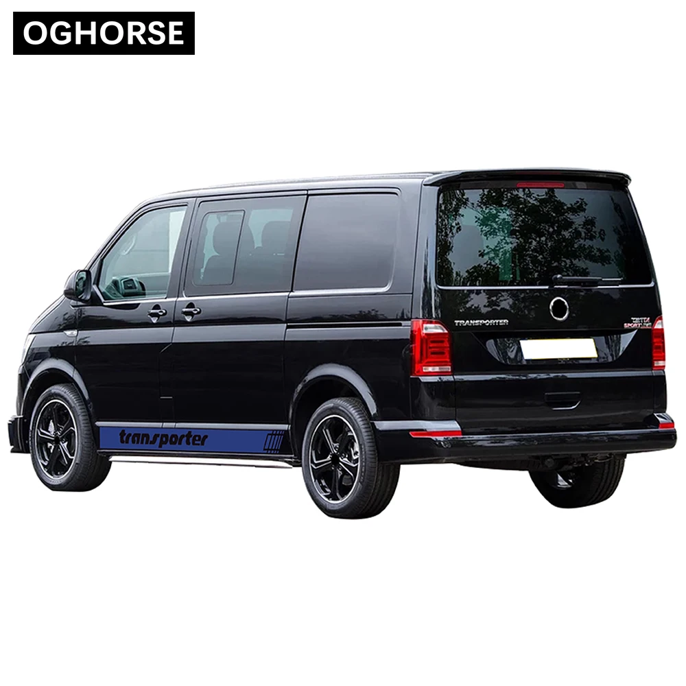 2X Door Side Stripes Skirt Sticker Racing Stripes Graphics Body Decal For Volkswagen TRANSPORTER T4 T5 T6 Accessories